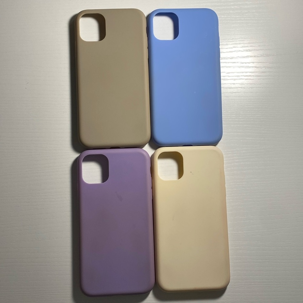 4 pack IPhone 11 silicone phone case Blue & Grey &Cream, Lavender